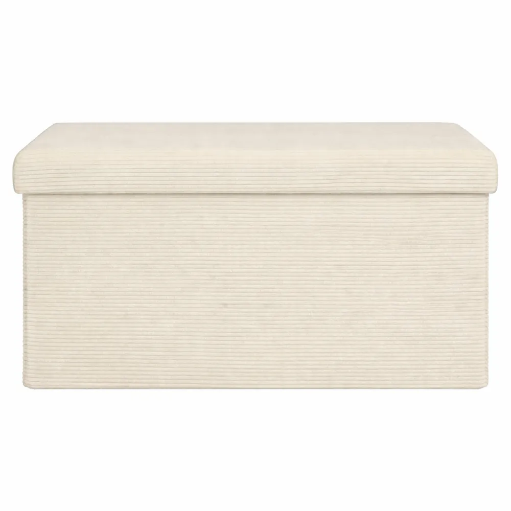 Panca Contenitore Pieghevole in Velluto a Costine, Carico Massimo 300kg, Cassapanca Salvaspazio Soggiorno