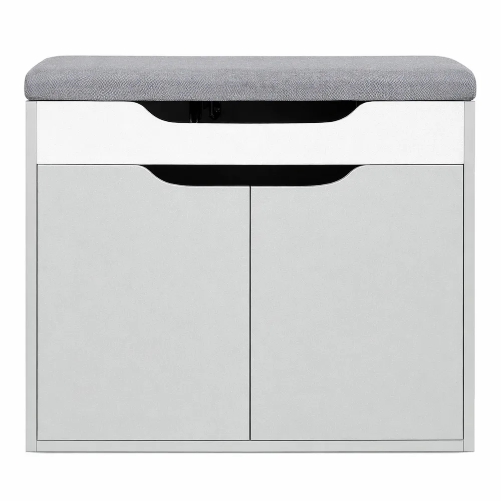 Scarpiera moderna con panca imbottita e ripiani regolabili per soggiorno