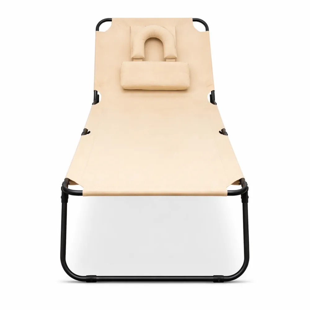 Lettino Prendisole da Esterno con Foro per il Viso e Schienale Regolabile