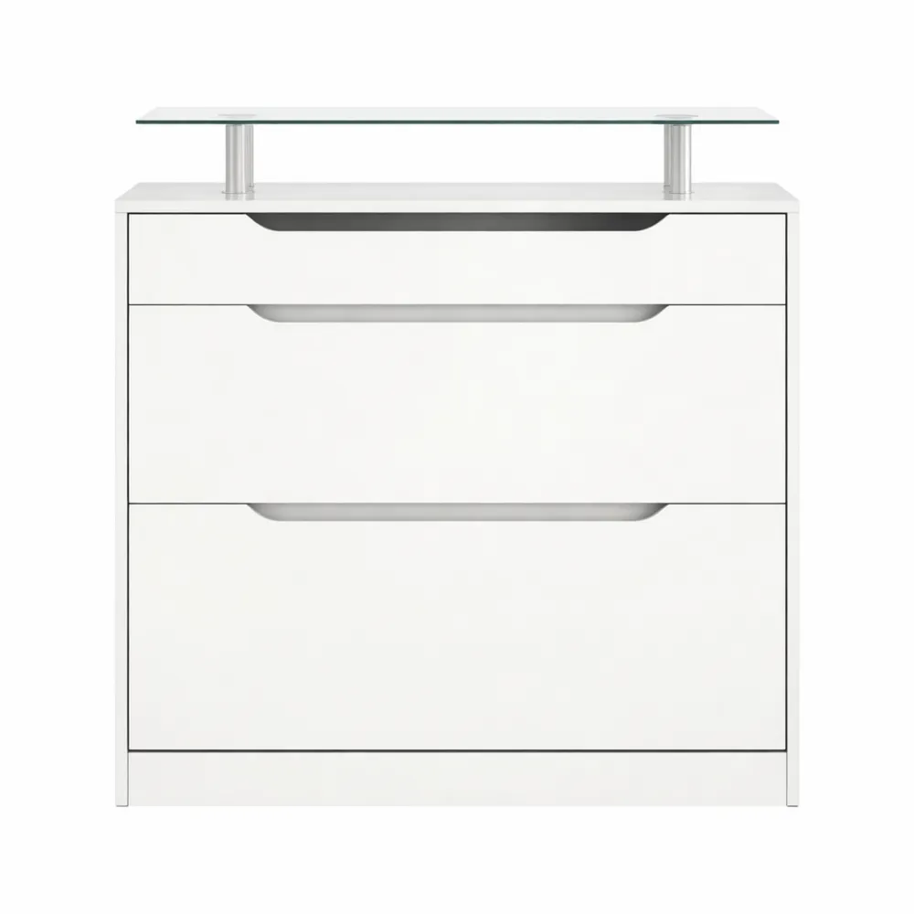 Scarpiera Slim Salvaspazio con 2 Ante Ribaltabili e Cassetto, Ripiani Regolabili, 16 Paia, Bianco Lucido