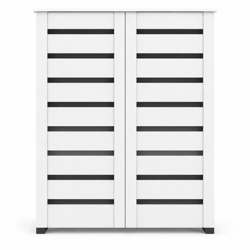 Scarpiera moderna a 5 livelli con ante a doghe e scaffali regolabili