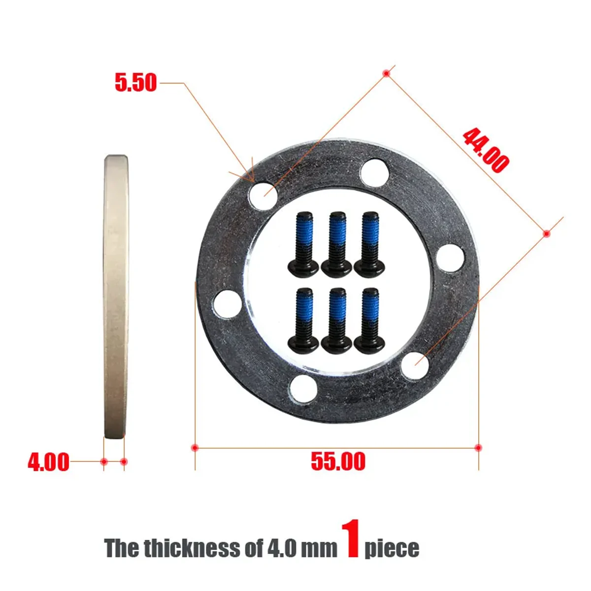 XOD 44mm BCD 6-Bolt Disc Brake Rotor Spacer – 4mm Thickness Dimensions