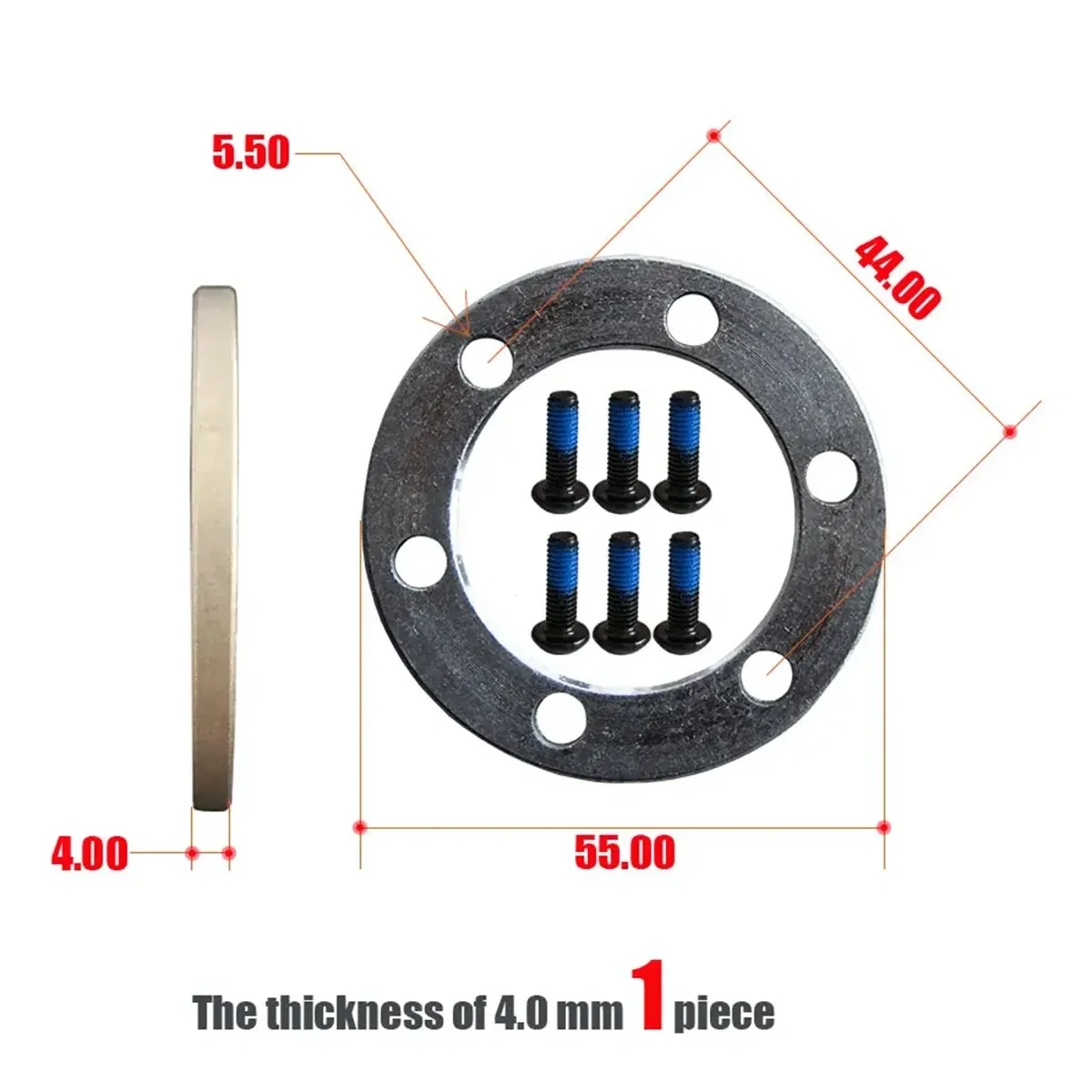 XOD 44mm BCD 6-Bolt Disc Brake Rotor Spacer – 4mm Thickness Dimensions