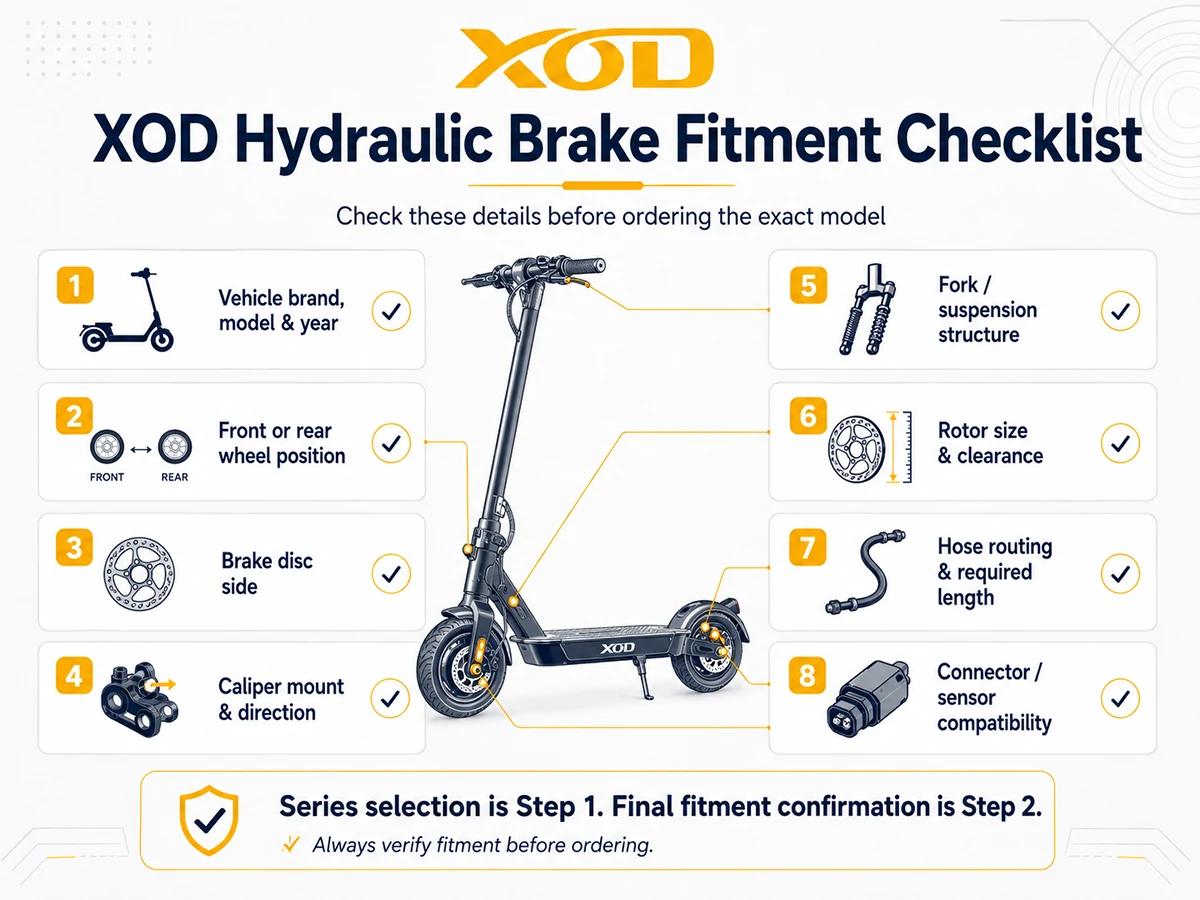 XOD hydraulic brake fitment checklist before choosing H800 H880 or other brake models