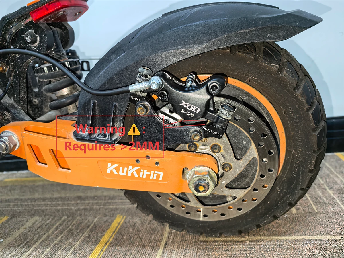 KuKirin G2 Max hydraulic caliper 2mm gap warning