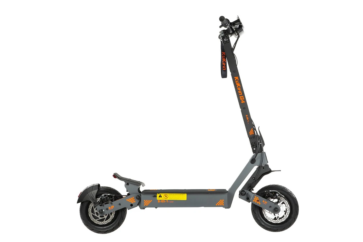 Electric scooter front-side photo for checking brake disc position and front fork type