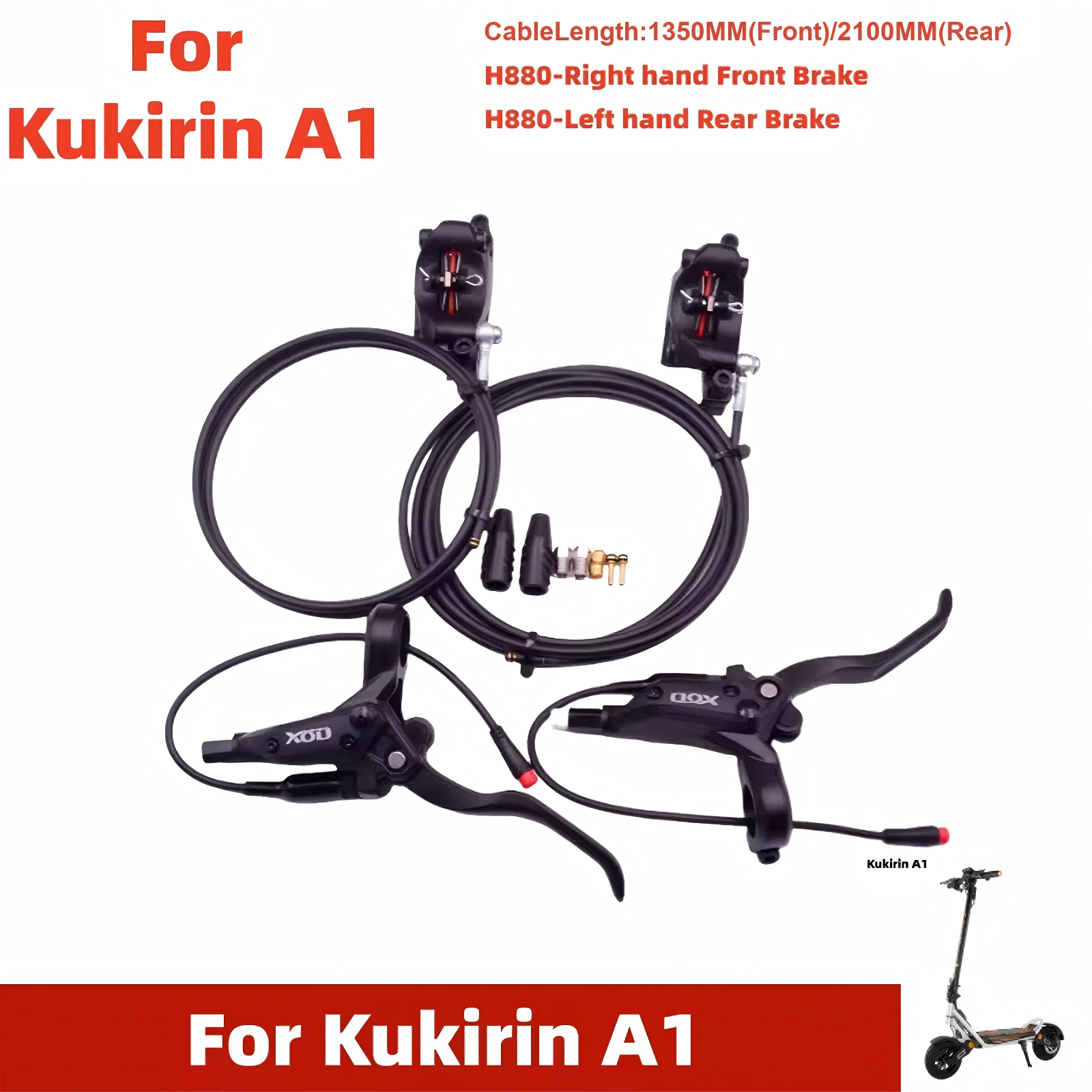 XOD H-Series Hydraulic Brake Upgrade Kit for All Kukirin Scooters (G2 Master / G4 / G2 MAX)-XODbrakes