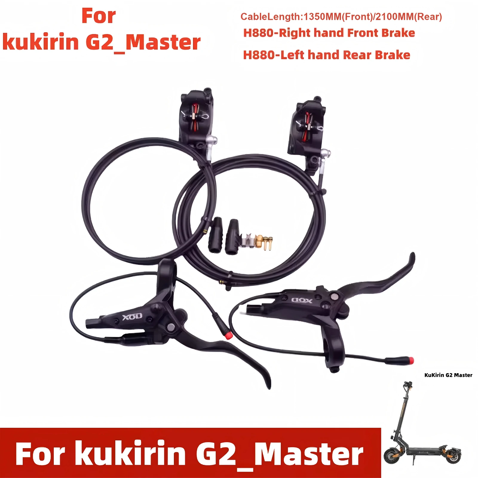 XOD H-Series Hydraulic Brake Upgrade Kit for All Kukirin Scooters (G2 Master / G4 / G2 MAX)-XODbrakes