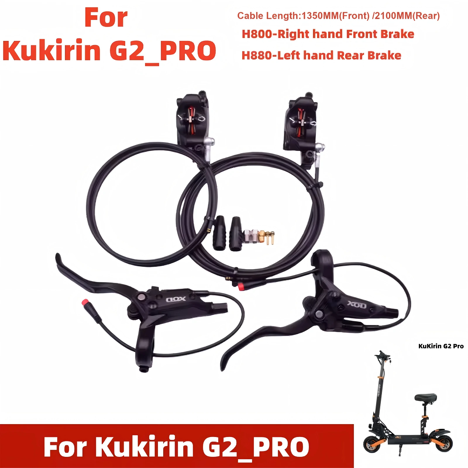 XOD H-Series Hydraulic Brake Upgrade Kit for All Kukirin Scooters (G2 Master / G4 / G2 MAX)-XODbrakes