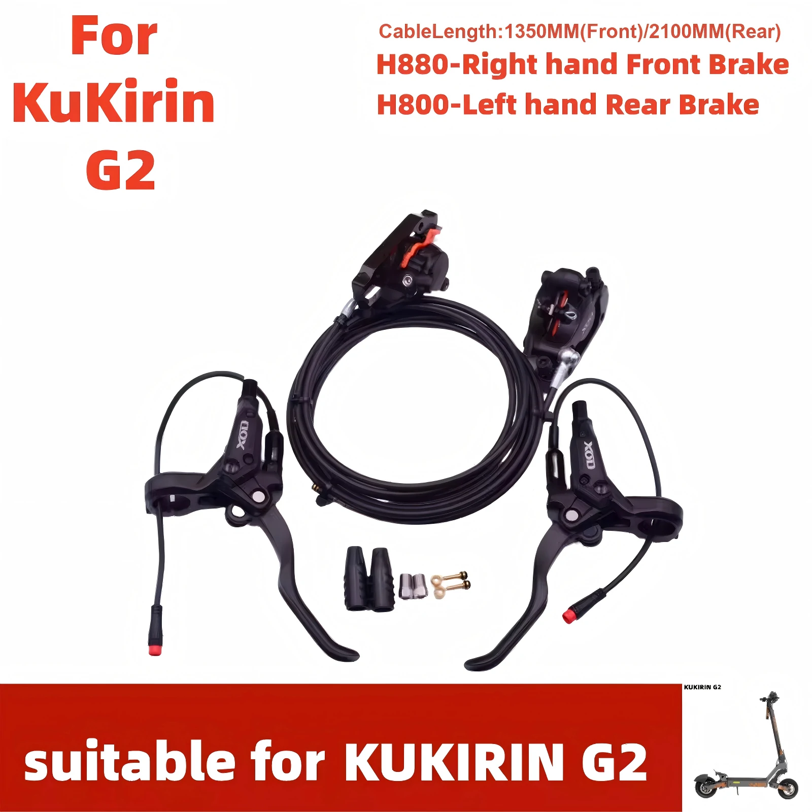 XOD H-Series Hydraulic Brake Upgrade Kit for All Kukirin Scooters (G2 Master / G4 / G2 MAX)-XODbrakes