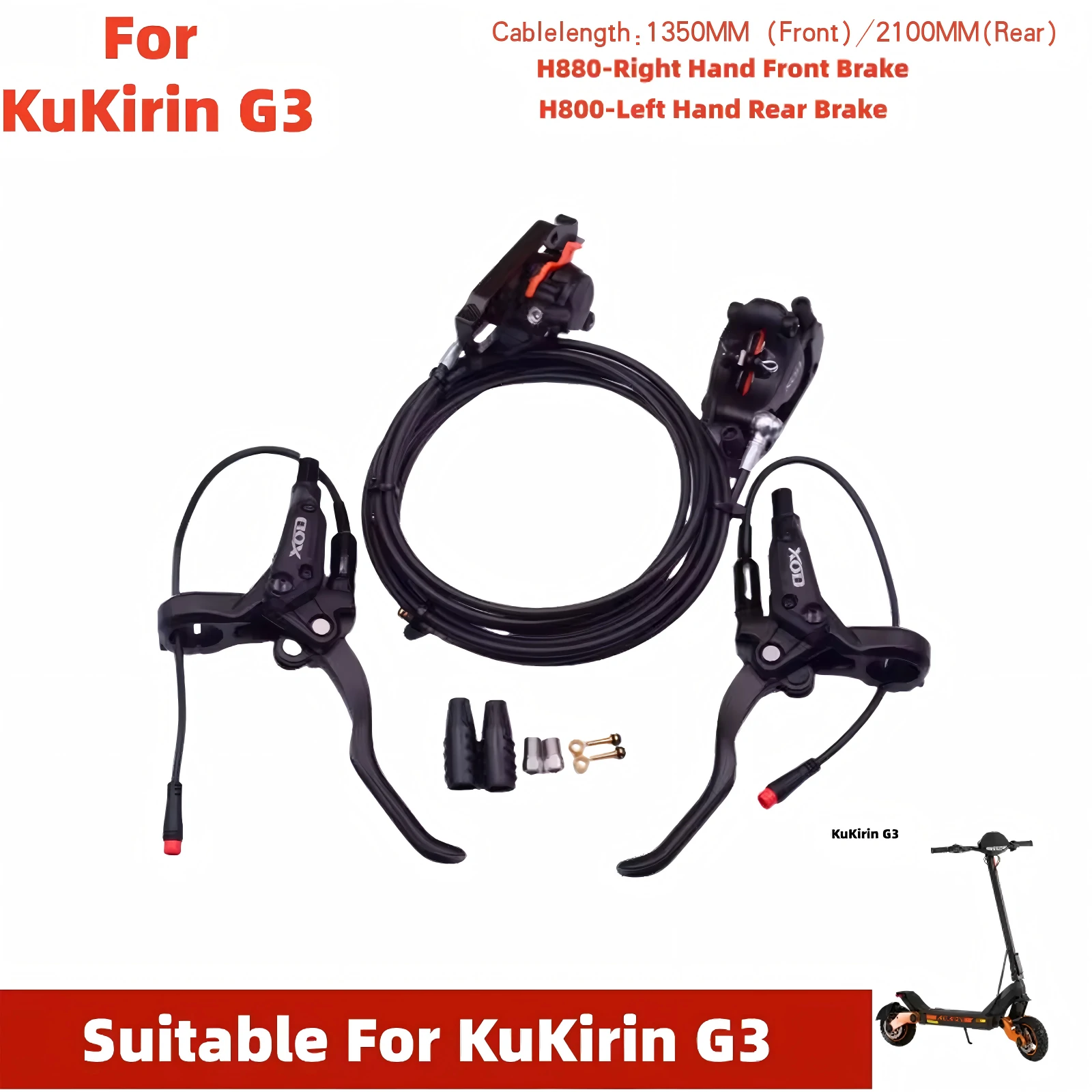 XOD H-Series Hydraulic Brake Upgrade Kit for All Kukirin Scooters (G2 Master / G4 / G2 MAX)-XODbrakes