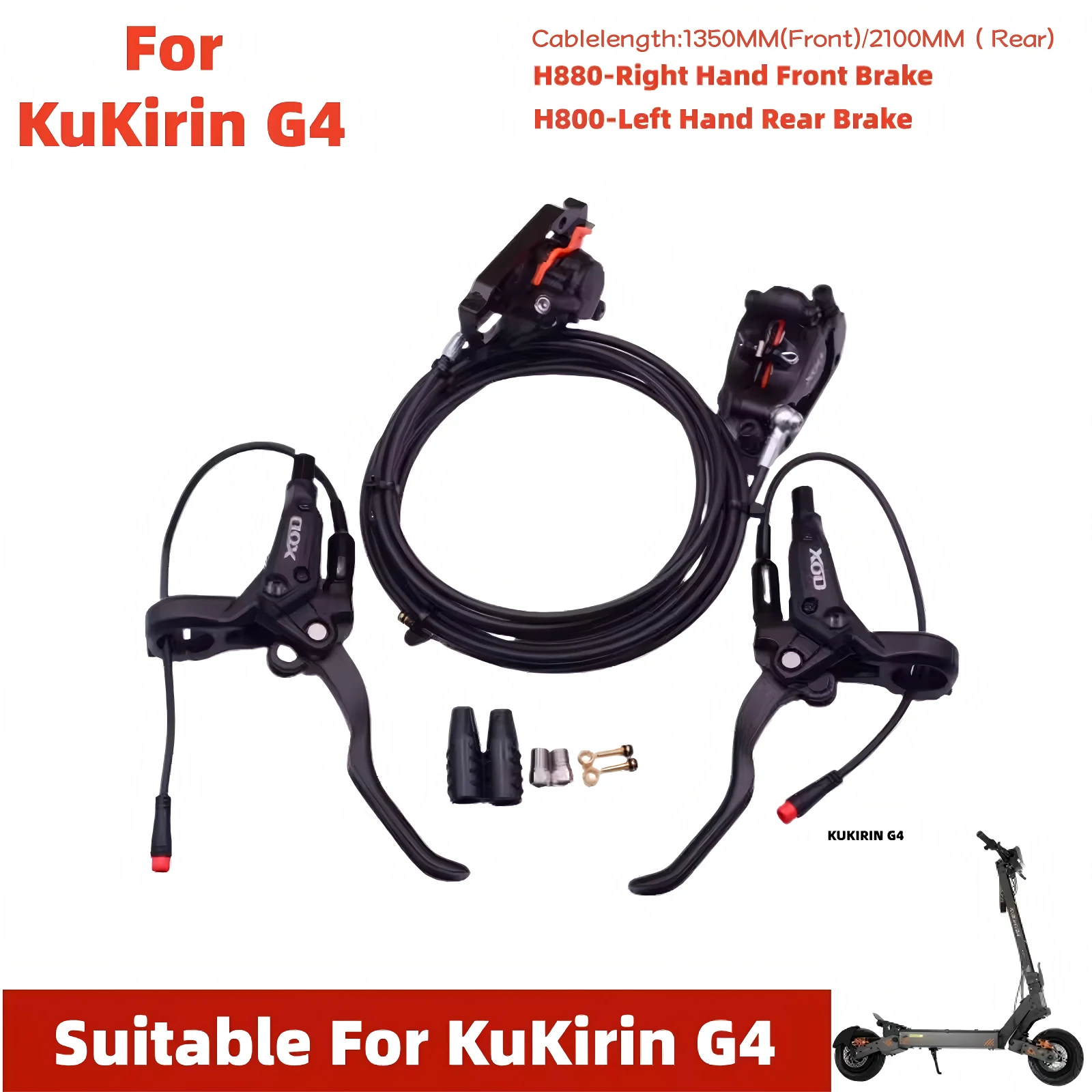 XOD H-Series Hydraulic Brake Upgrade Kit for All Kukirin Scooters (G2 Master / G4 / G2 MAX)-XODbrakes