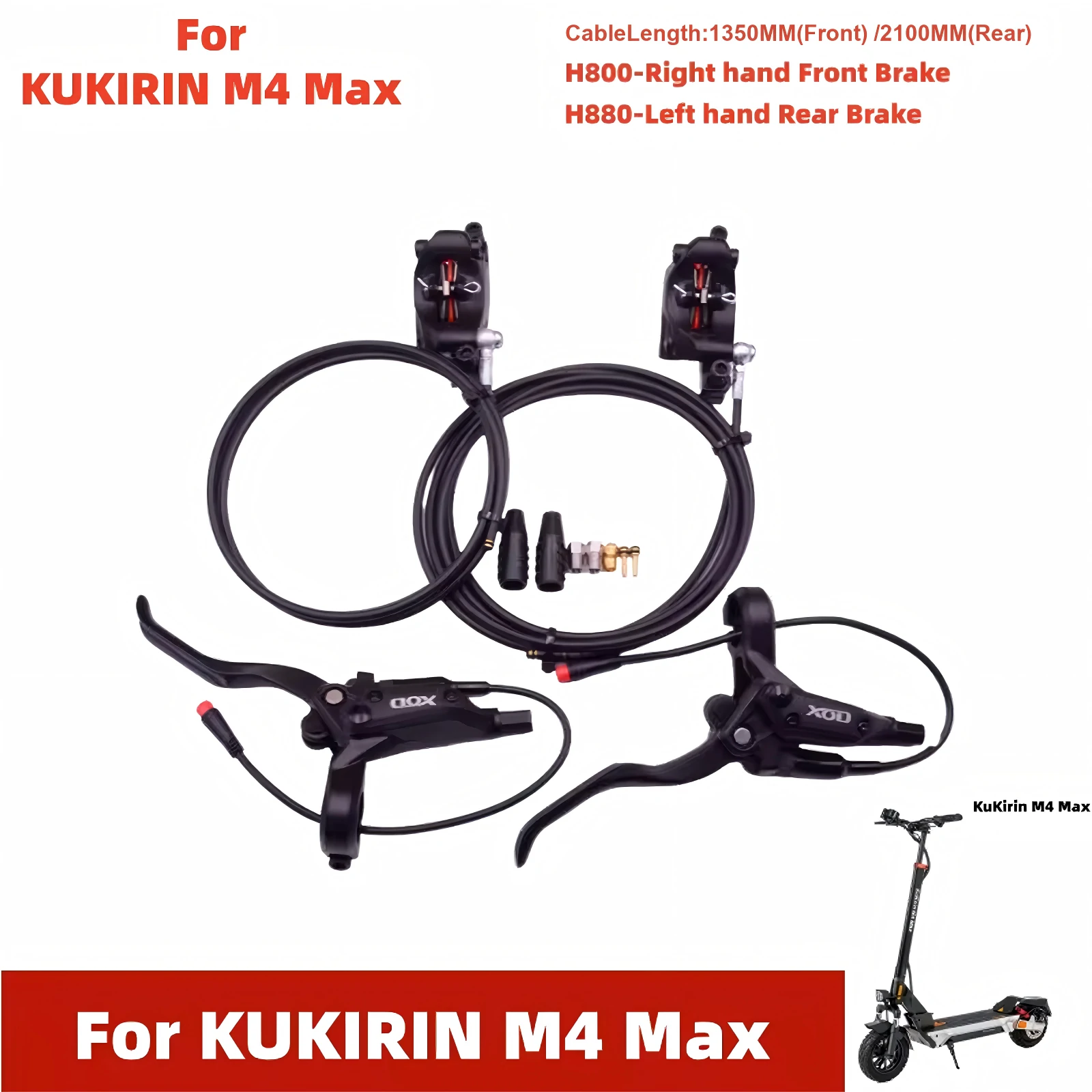 XOD H-Series Hydraulic Brake Upgrade Kit for All Kukirin Scooters (G2 Master / G4 / G2 MAX)-XODbrakes