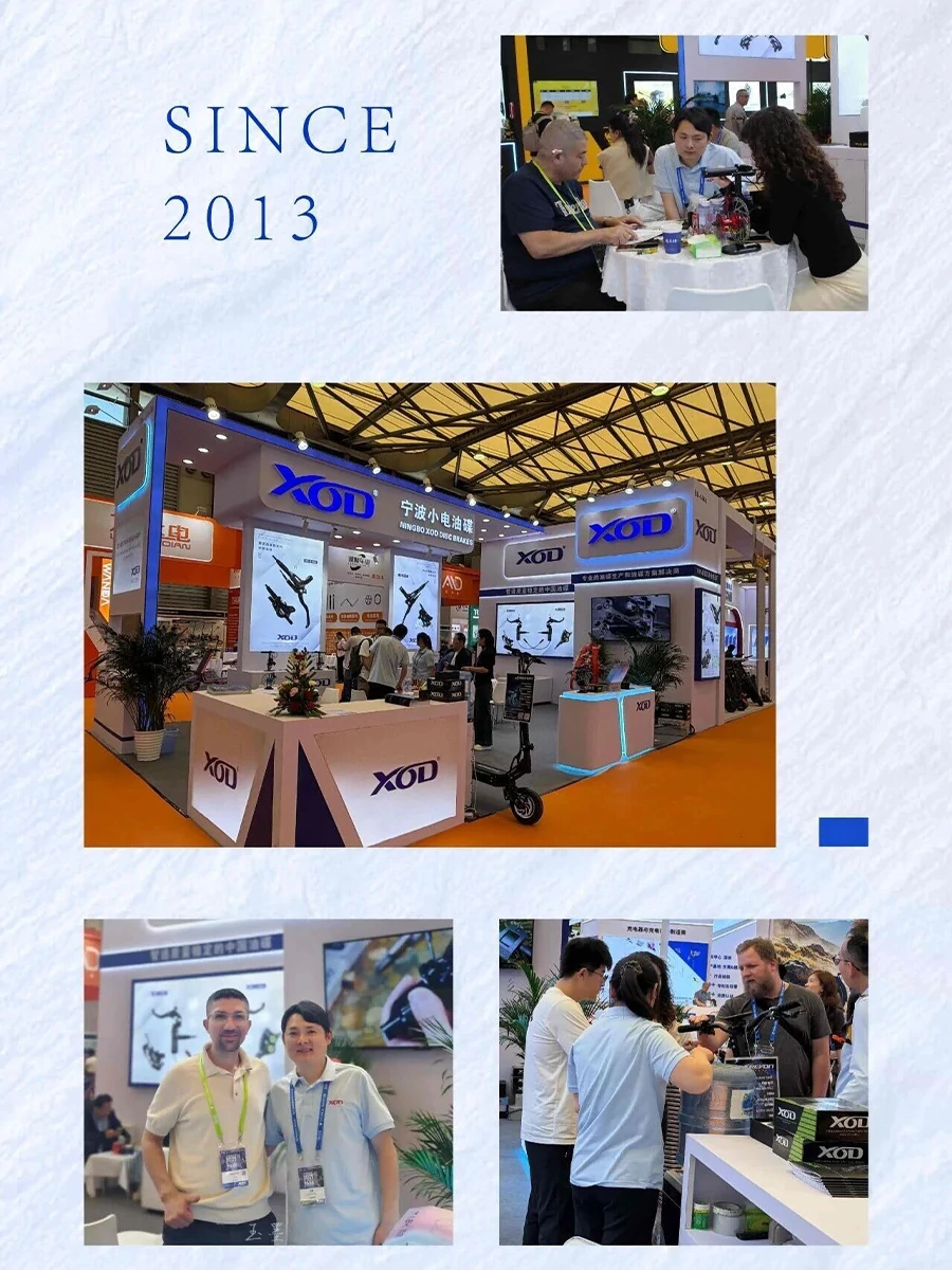 XOD hydraulic brakes exhibition booth and international customer meetings since 2013