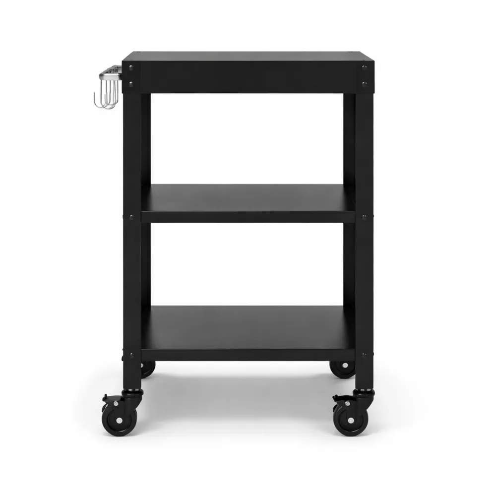 Carrello da Giardino in Acciaio con 3 Ripiani e Ruote 81x50x50 cm - Nero