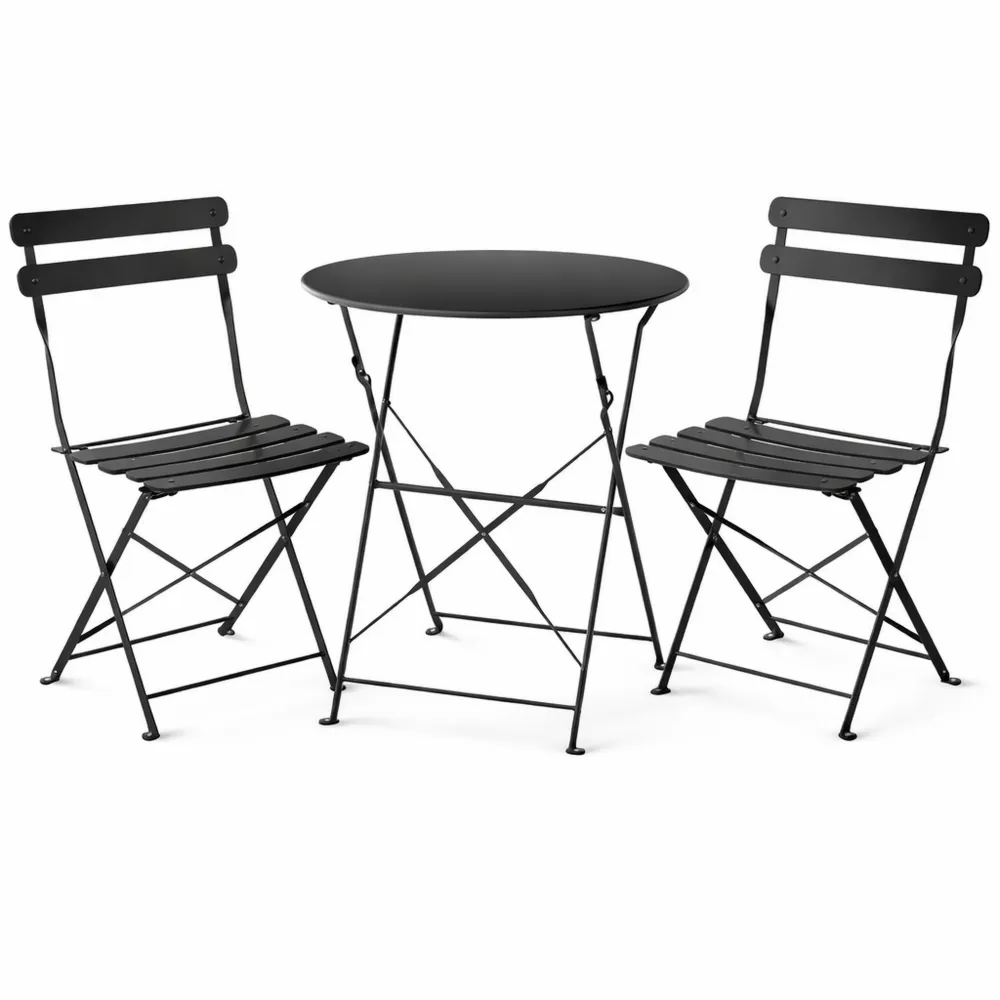 Set bistrot pieghevole per 2 persone con tavolo e sedie da giardino, per balcone e terrazzo, design elegante