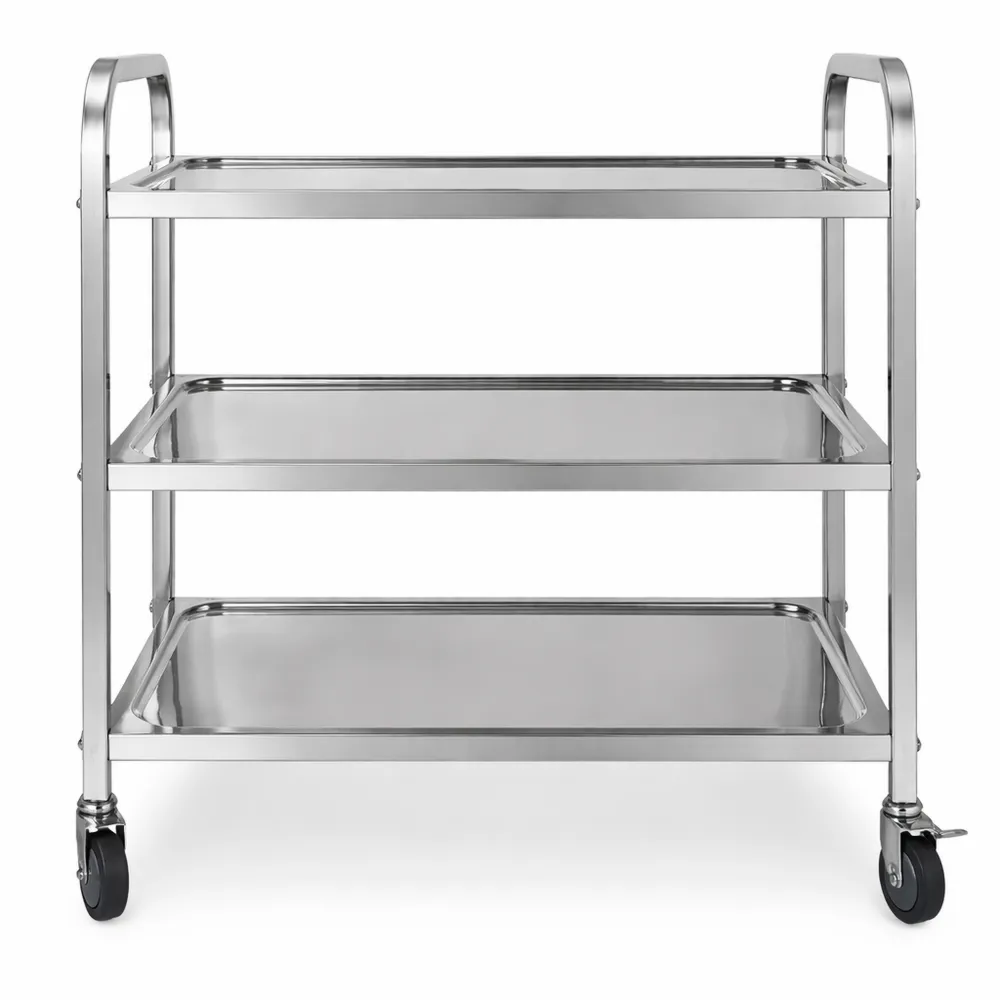 Carrello da Cucina in Acciaio Inox con Ruote Girevoli e Ripiani Multipli