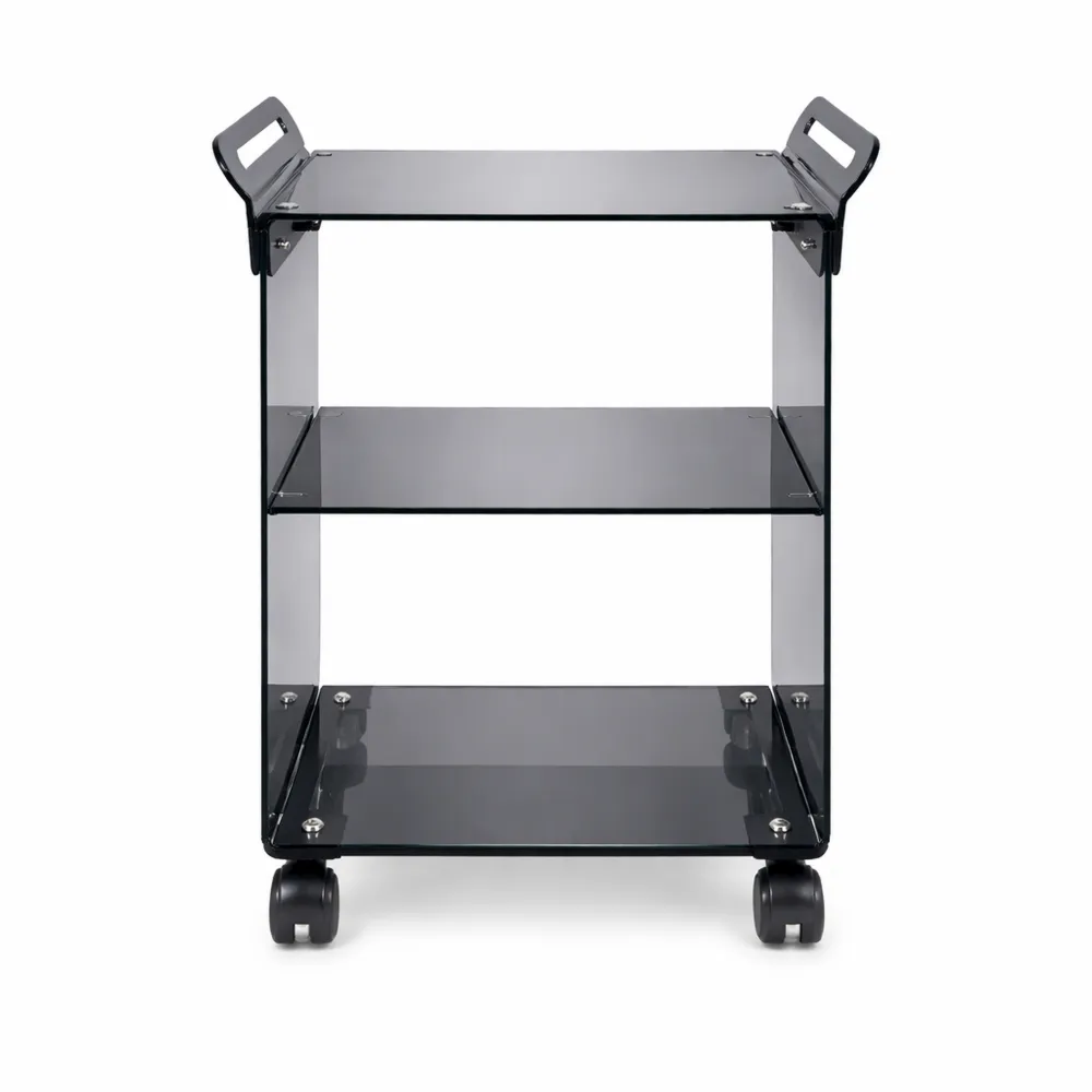 Carrello con Ruote per Soggiorno e Cucina, Portavivande a Tre Ripiani in Cristallo Acrilico