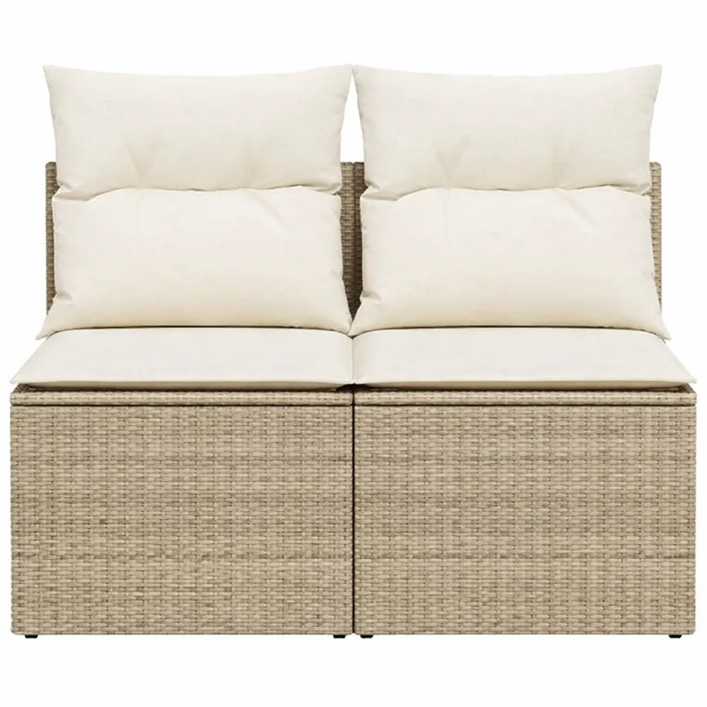 Set Divano da Giardino 2 Pezzi con Cuscini in Polyrattan e Acacia Beige
