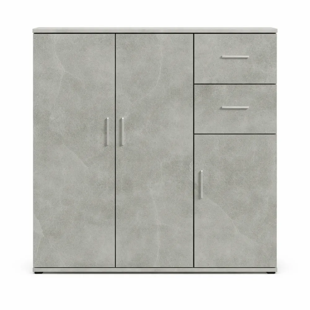 Credenza in Legno Multistrato Cemento Grigio 91x29,5x75 cm