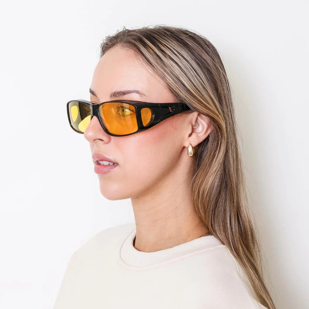 Wrap Around Night Driving Glasses Anti Glare Night Vision Glasses for Men Women Fit Over Prescription Glasses