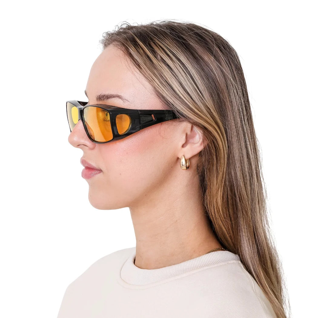 Wrap Around Night Driving Glasses Anti Glare Night Vision Glasses for Men Women Fit Over Prescription Glasses
