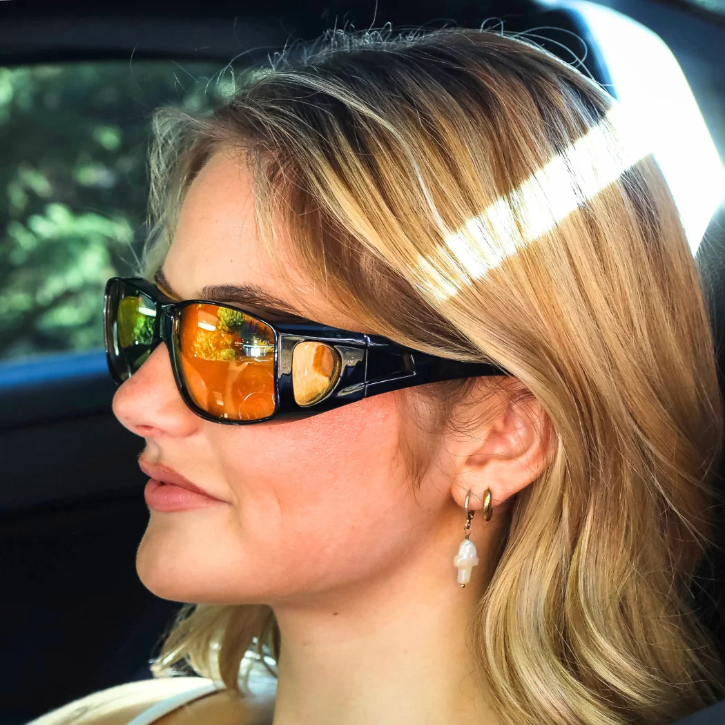 Wrap Around Night Driving Glasses Anti Glare Night Vision Glasses for Men Women Fit Over Prescription Glasses