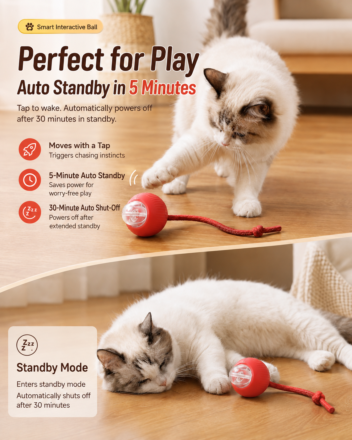 Smart Interactive Cat Toy Ball – Self-Play Rolling Pet Toy for Cats & Small Dogs