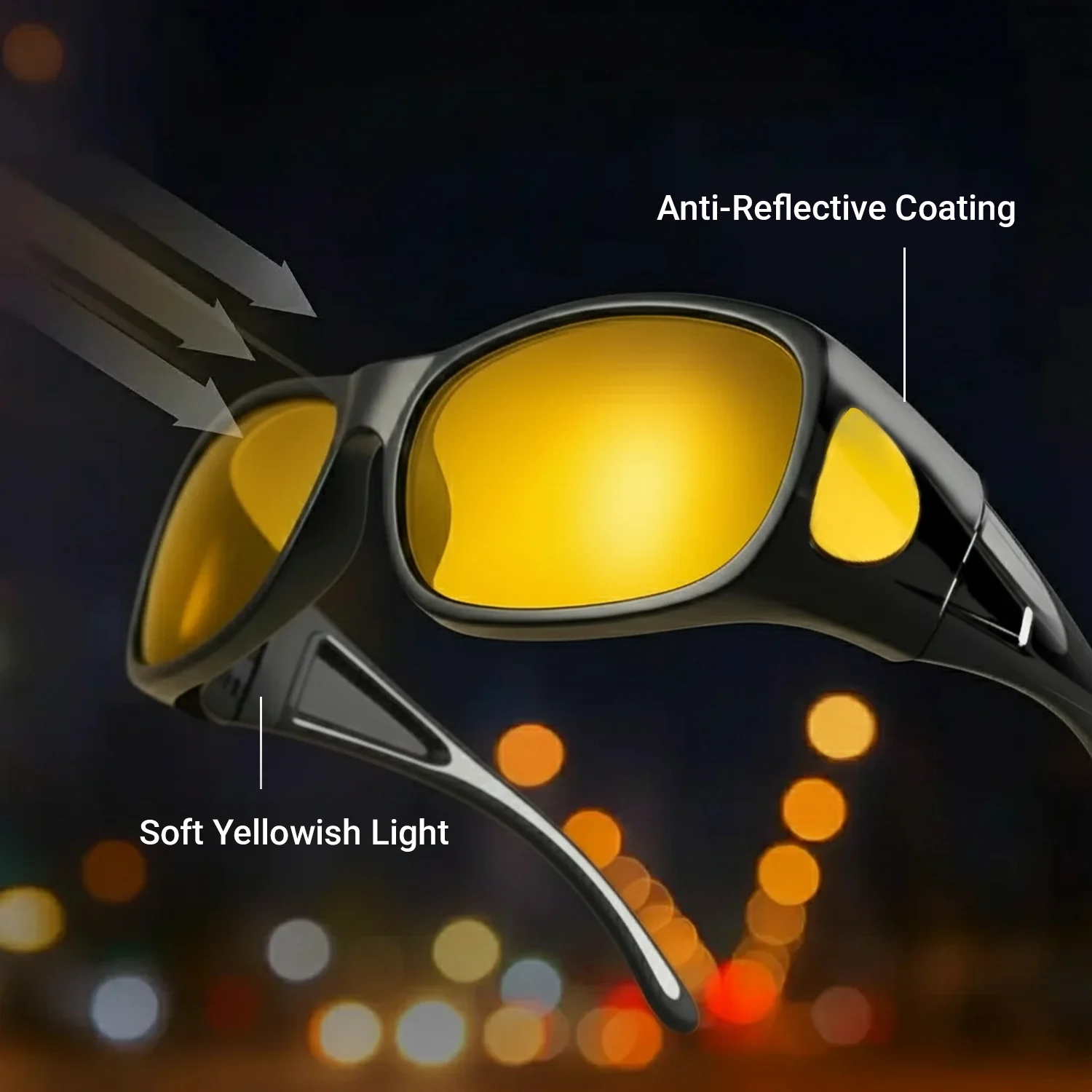 Wrap Around Night Driving Glasses Anti Glare Night Vision Glasses for Men Women Fit Over Prescription Glasses