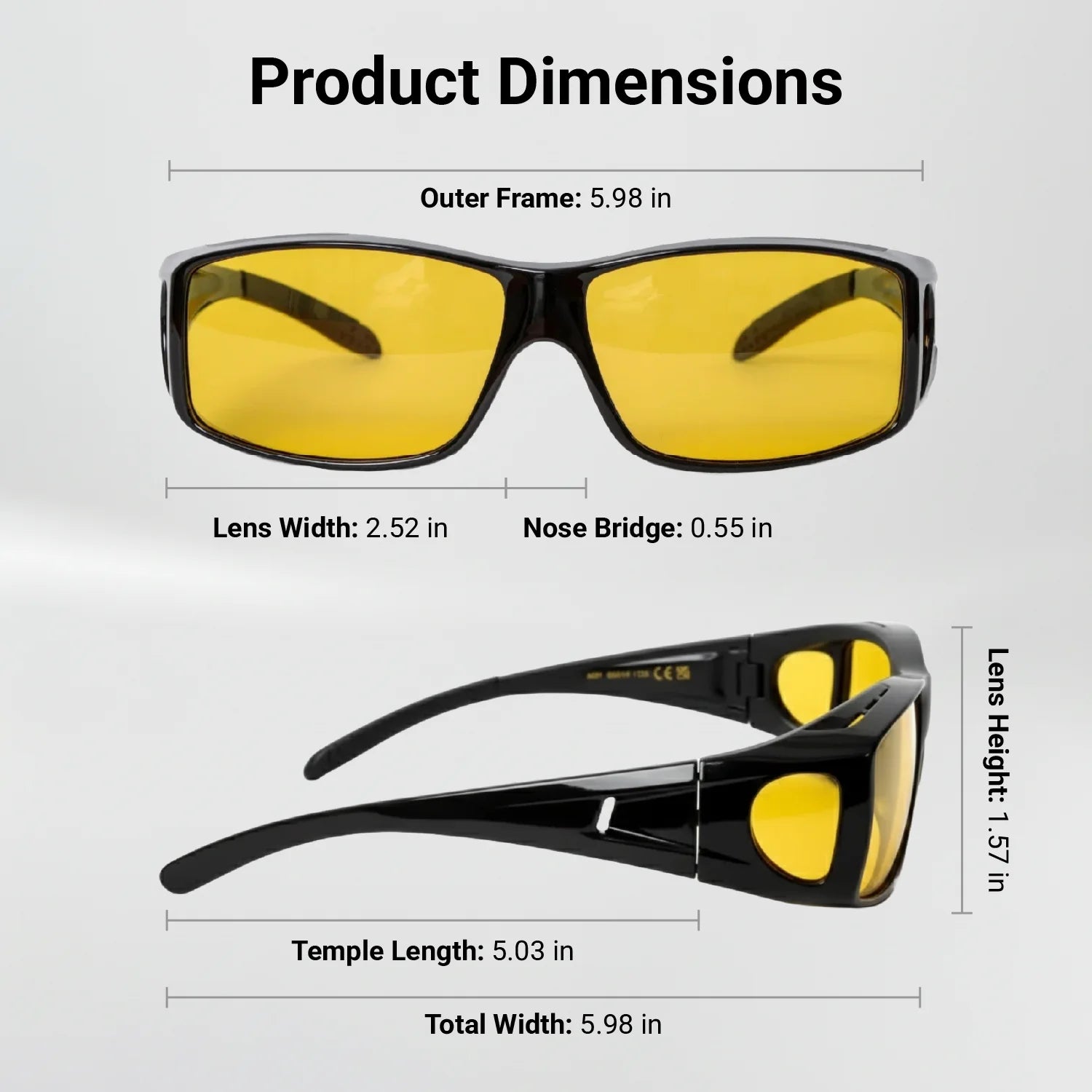 Wrap Around Night Driving Glasses Anti Glare Night Vision Glasses for Men Women Fit Over Prescription Glasses