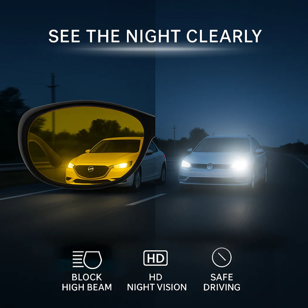 Wrap Around Night Driving Glasses Anti Glare Night Vision Glasses for Men Women Fit Over Prescription Glasses