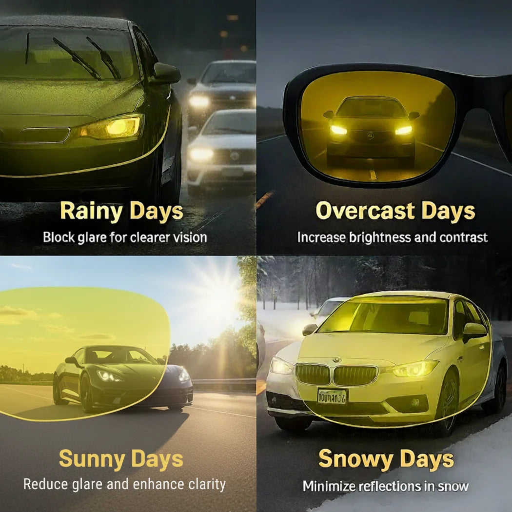 Wrap Around Night Driving Glasses Anti Glare Night Vision Glasses for Men Women Fit Over Prescription Glasses