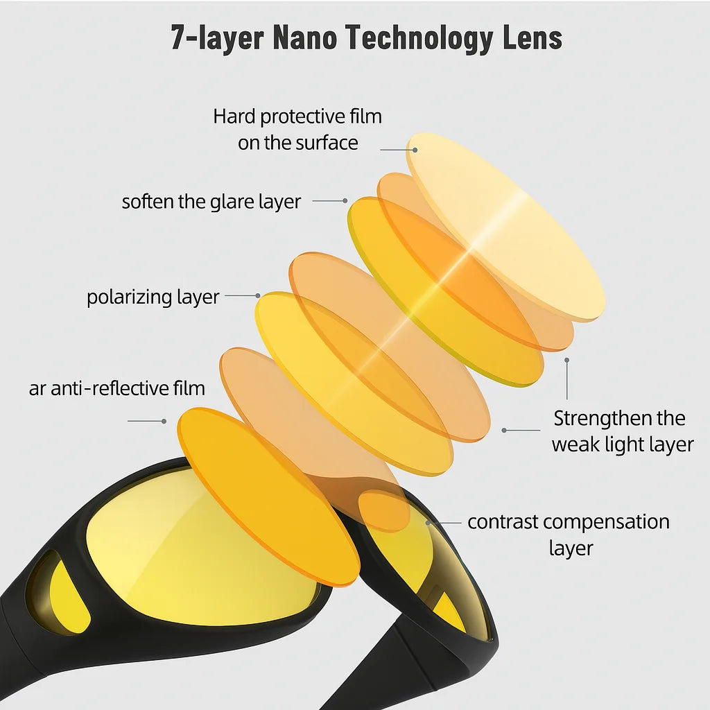Wrap Around Night Driving Glasses Anti Glare Night Vision Glasses for Men Women Fit Over Prescription Glasses