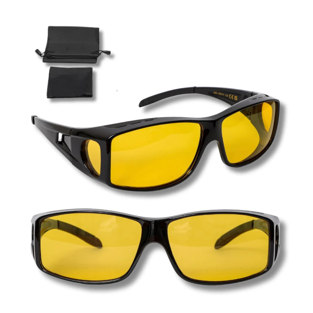 Wrap Around Night Driving Glasses Anti Glare Night Vision Glasses for Men Women Fit Over Prescription Glasses
