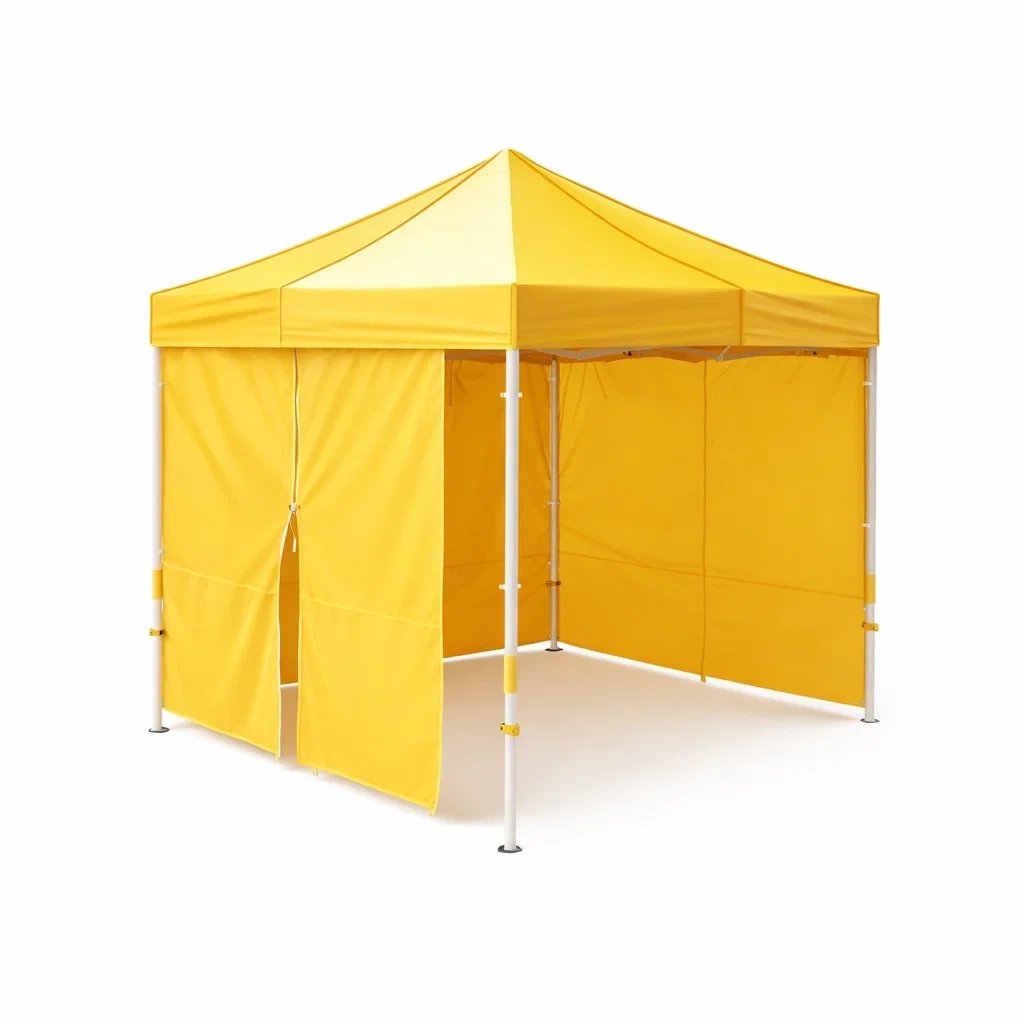 Tonnelle pliante de jardin jaune avec parois laterales et structure metal-EaseUnit