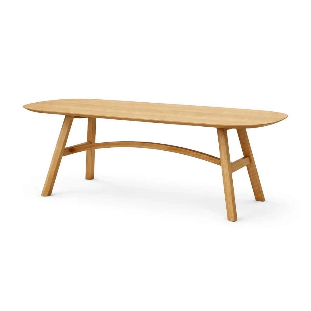 Table a manger ovale en bois naturel avec pieds arche-EaseUnit