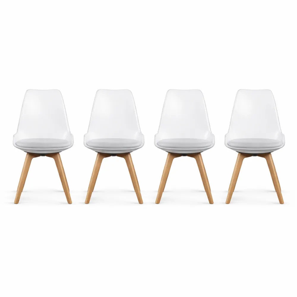 Set di 4 sedie trasparenti moderne con gambe in legno e seduta imbottita, per soggiorno e camera da letto, capacità 150 kg