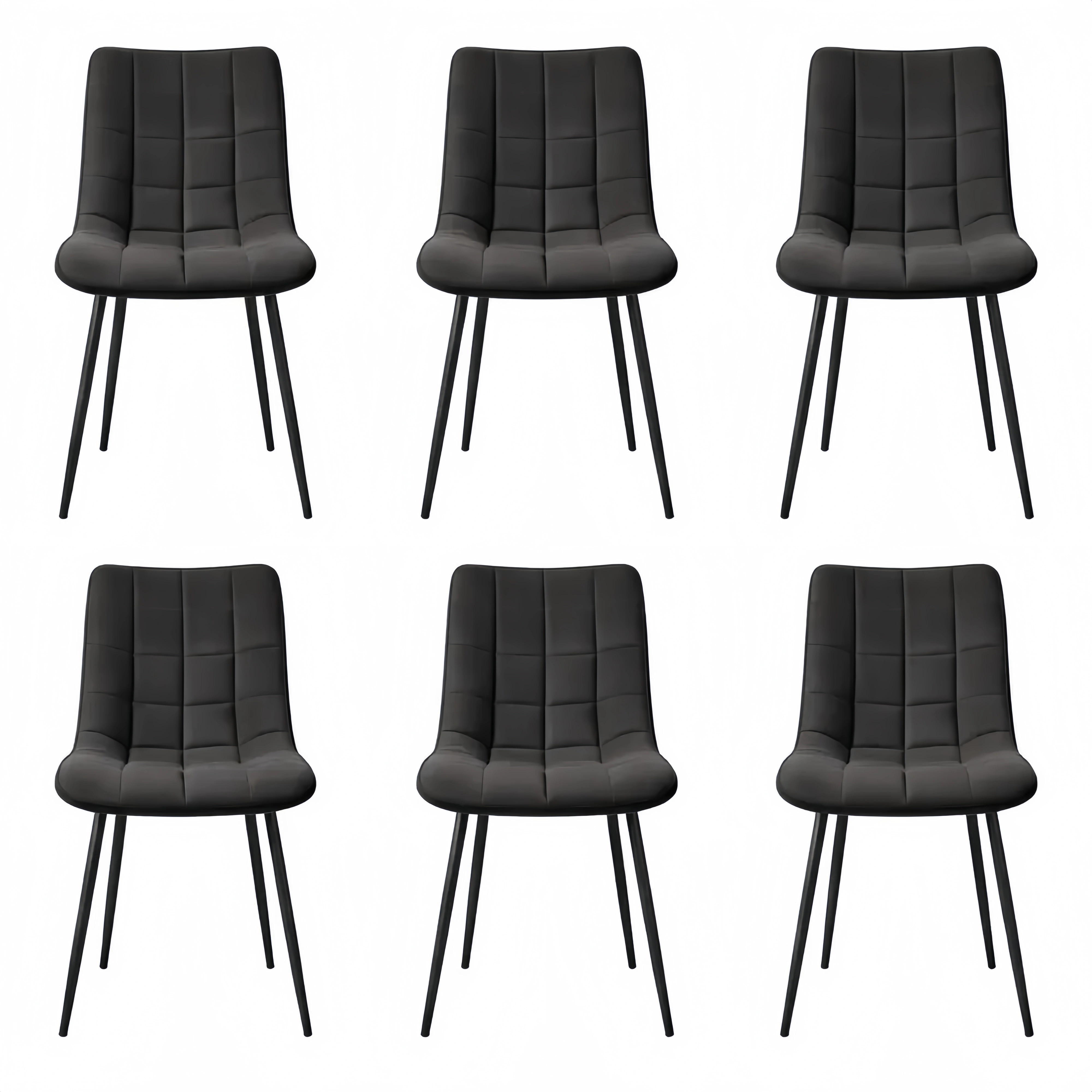 Set di 6 sedie imbottite per sala da pranzo in tessuto antracite