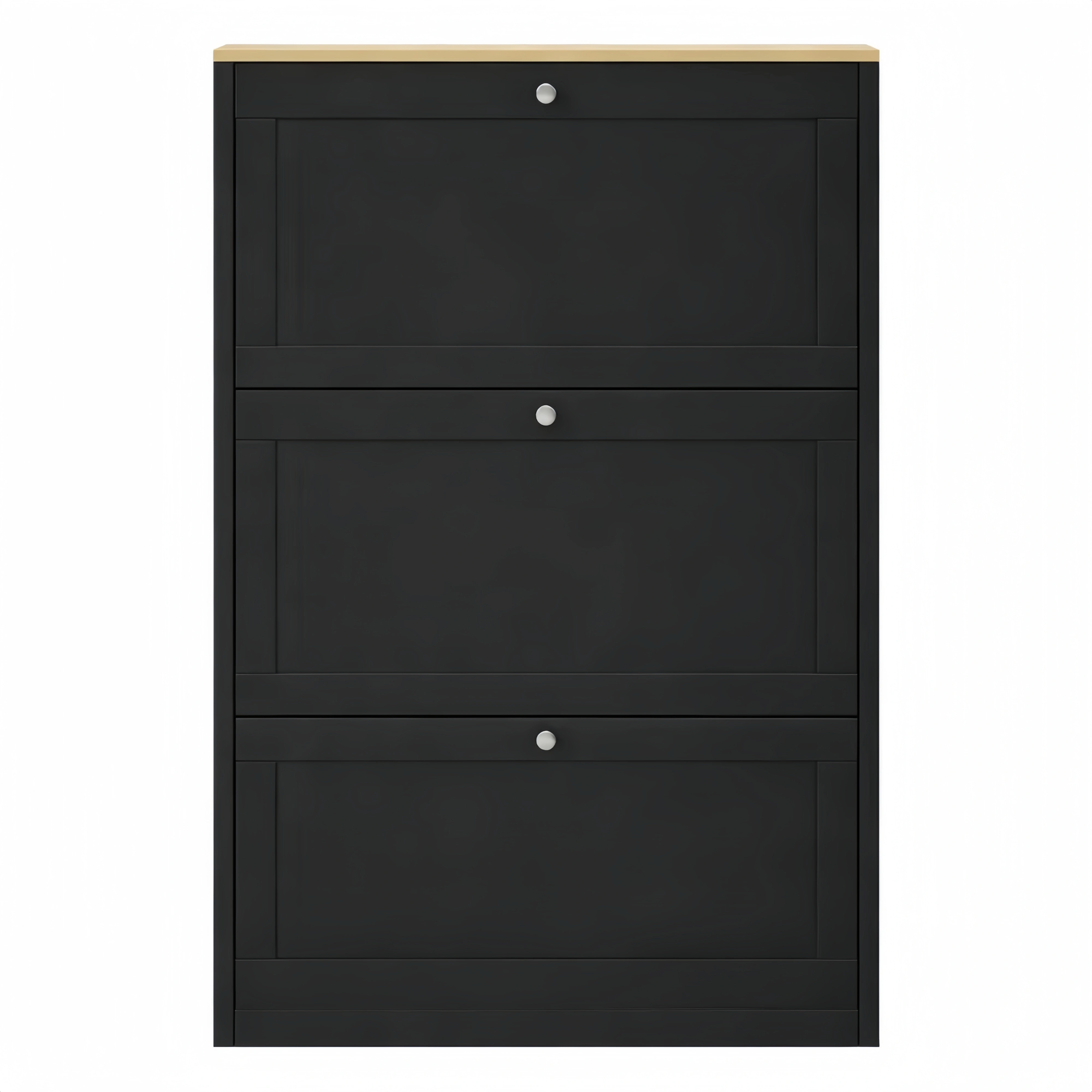 Scarpiera Salvaspazio Slim con 3 Ante a Ribalta, Ripiani Regolabili su 2 Livelli, Porta Scarpe per 12-18 Paia, 60x23.5x115 cm, Nero