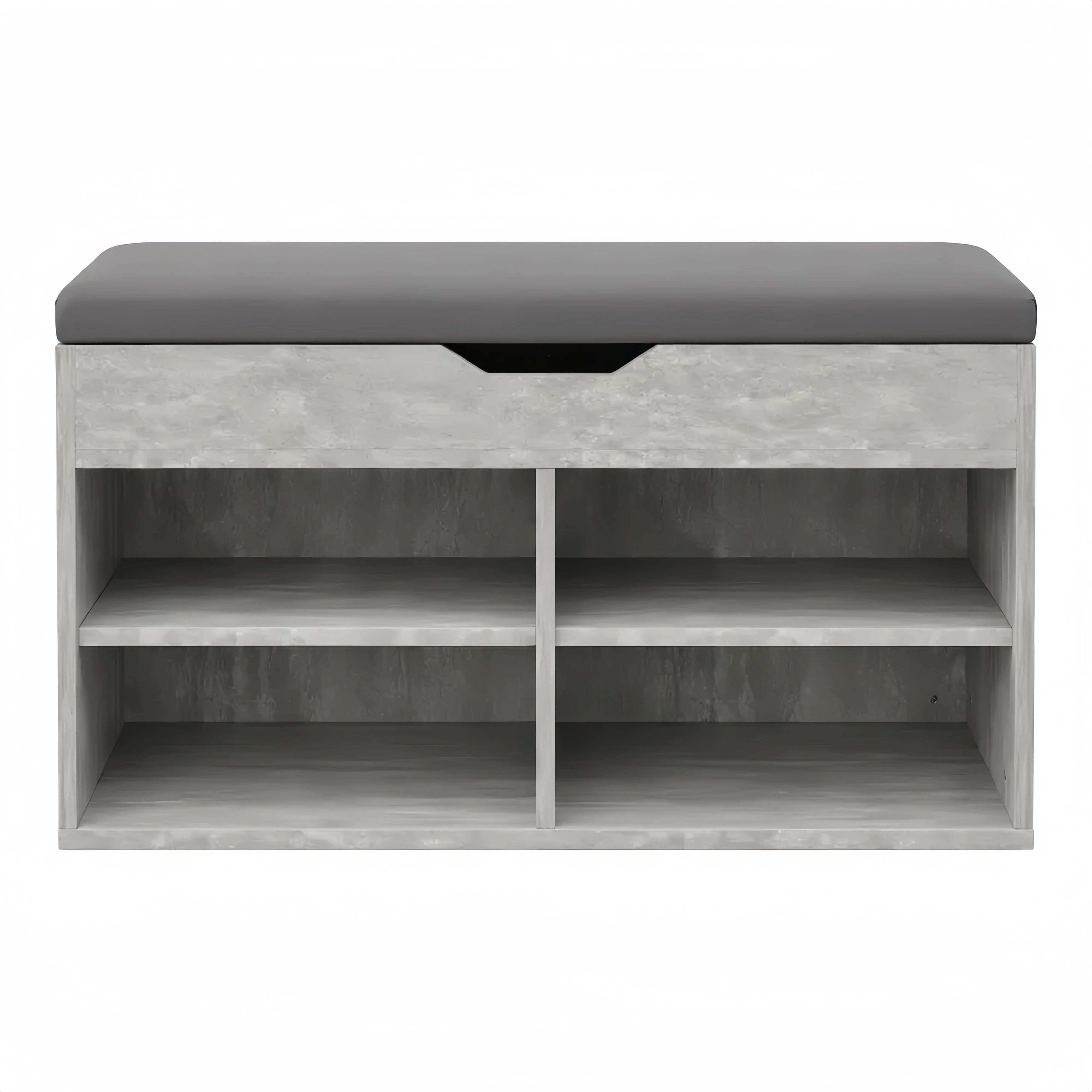 Scarpiera Salvaspazio Ingresso con Seduta Imbottita e 3 Scomparti, per Soggiorno e Corridoio, 80x30x43 cm, Nero e Grigio