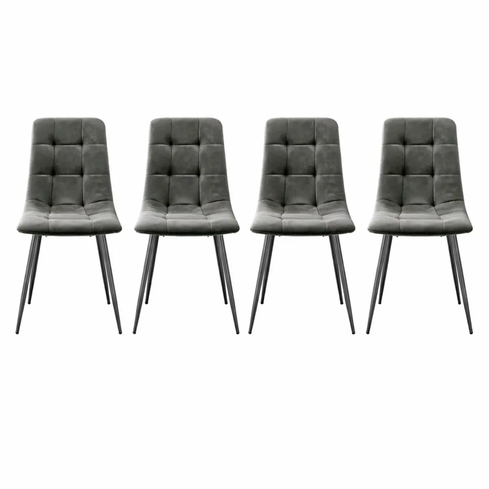 Sedie Imbottite Grigio Scuro per Sala da Pranzo con Gambe in Metallo