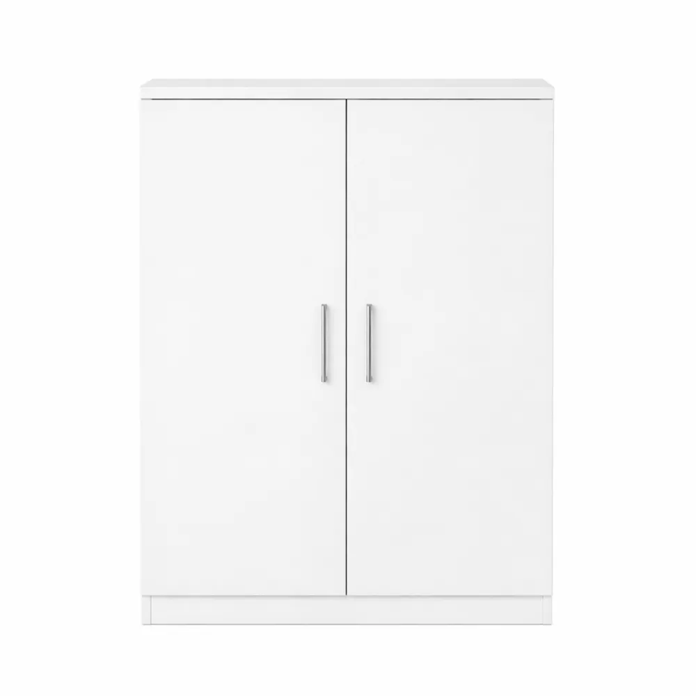 Scarpiera Salvaspazio a 2 Ante con 6 Ripiani, Mobile Multiuso in Melamina Bianca per Ingresso, Camera da Letto e Bagno, 55x36x108 cm