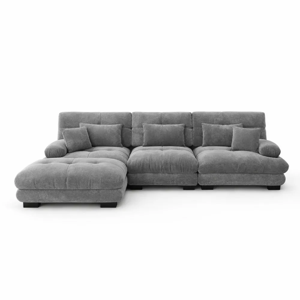 Divano angolare modulare oversize per soggiorno con letto profondo e ottoman
