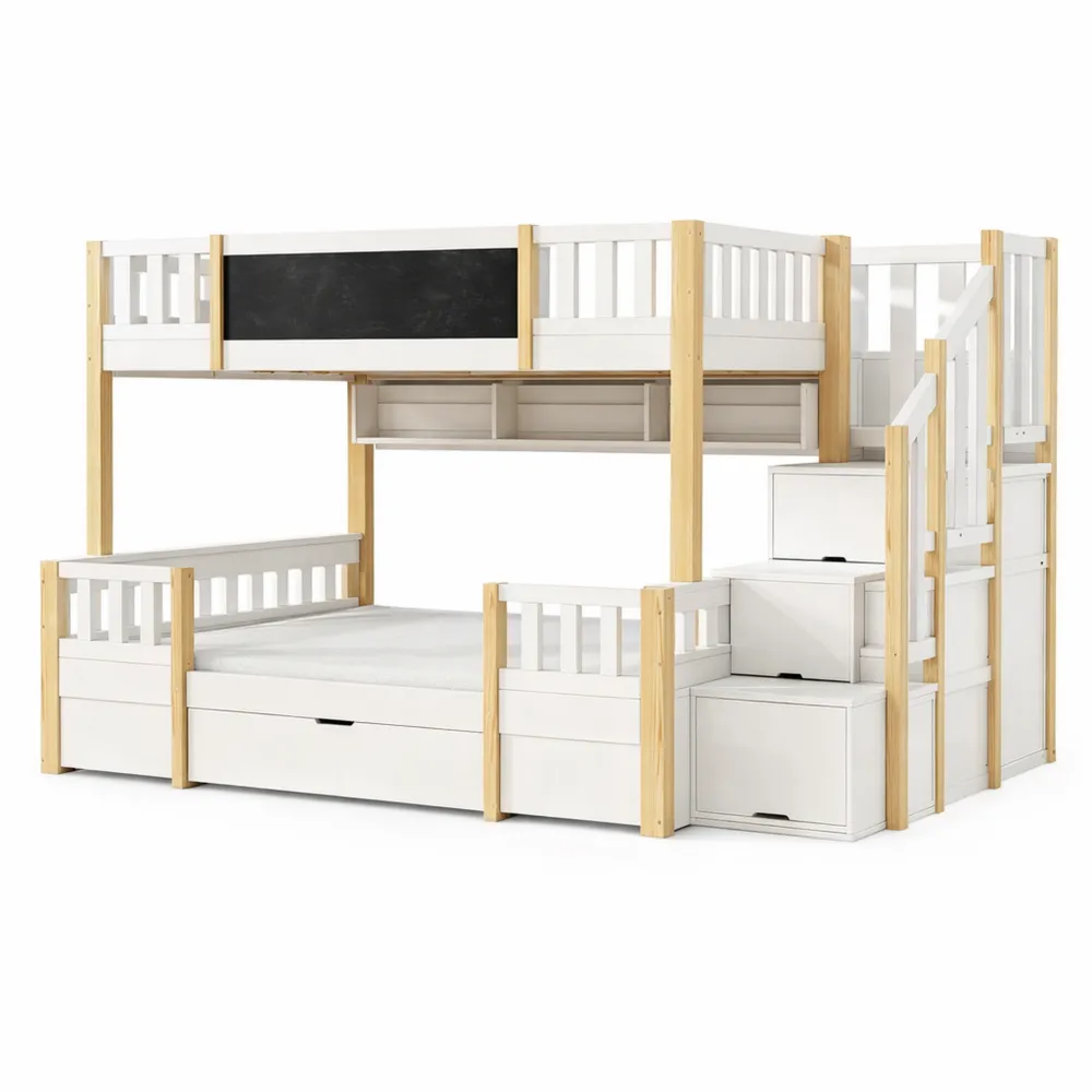 Letto a Soppalco per Bambini con Scaletta e Scomparti Portaoggetti