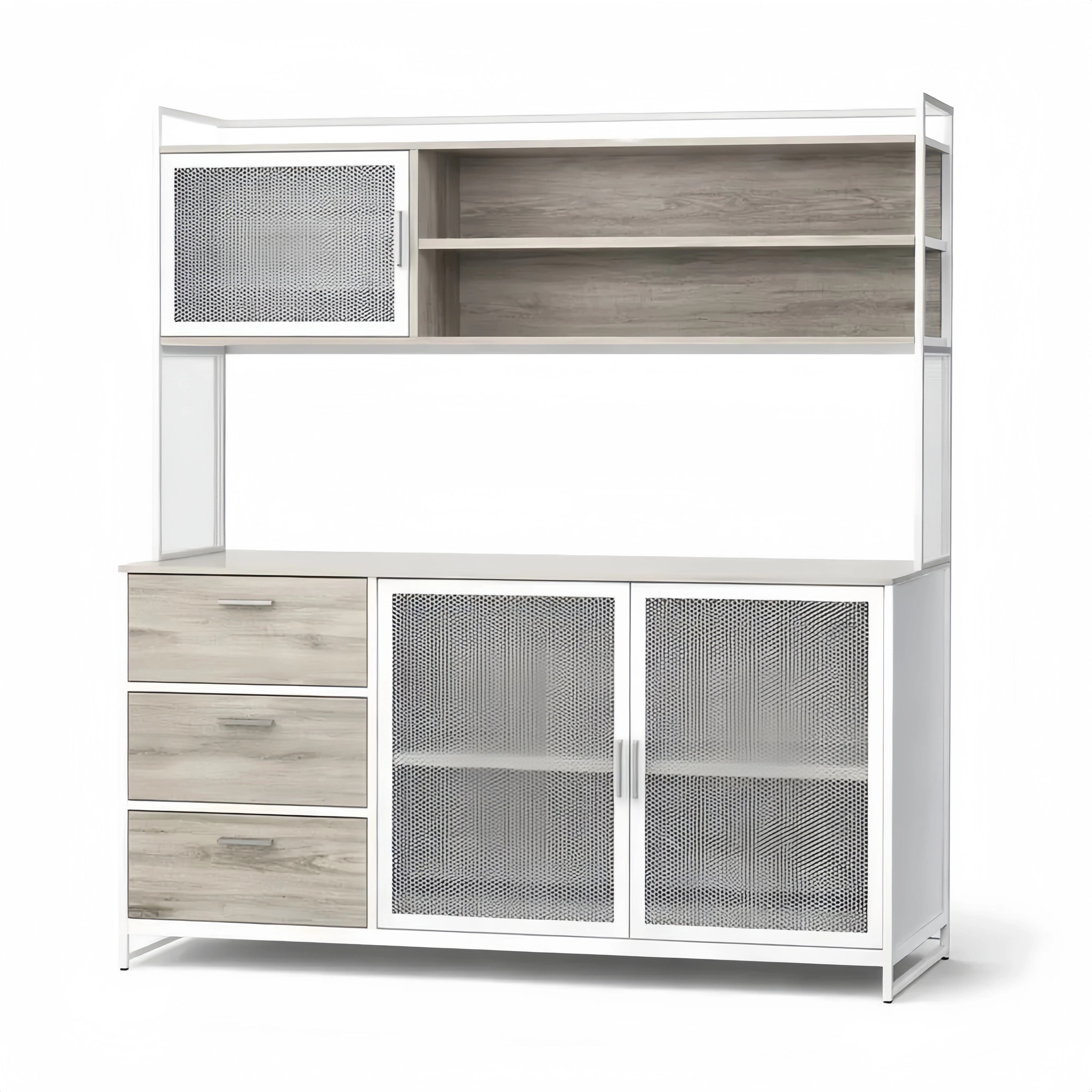 Mobile da cucina con ante e cassetti stile industriale, 174 x 150 x 40 cm