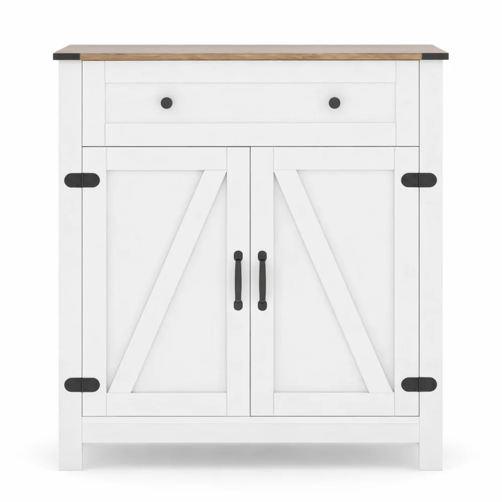 Credenza Cucina con Ripiano Regolabile, Mobile Buffet con Ante e Cassetto, Armadio Dispensa