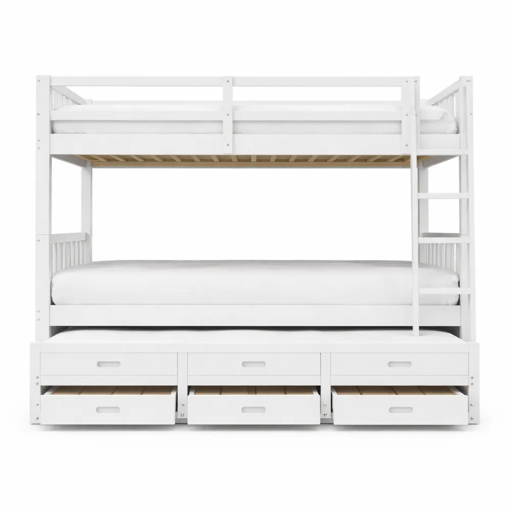 Letto a castello per bambini 90x200 cm in legno e MDF, bianco