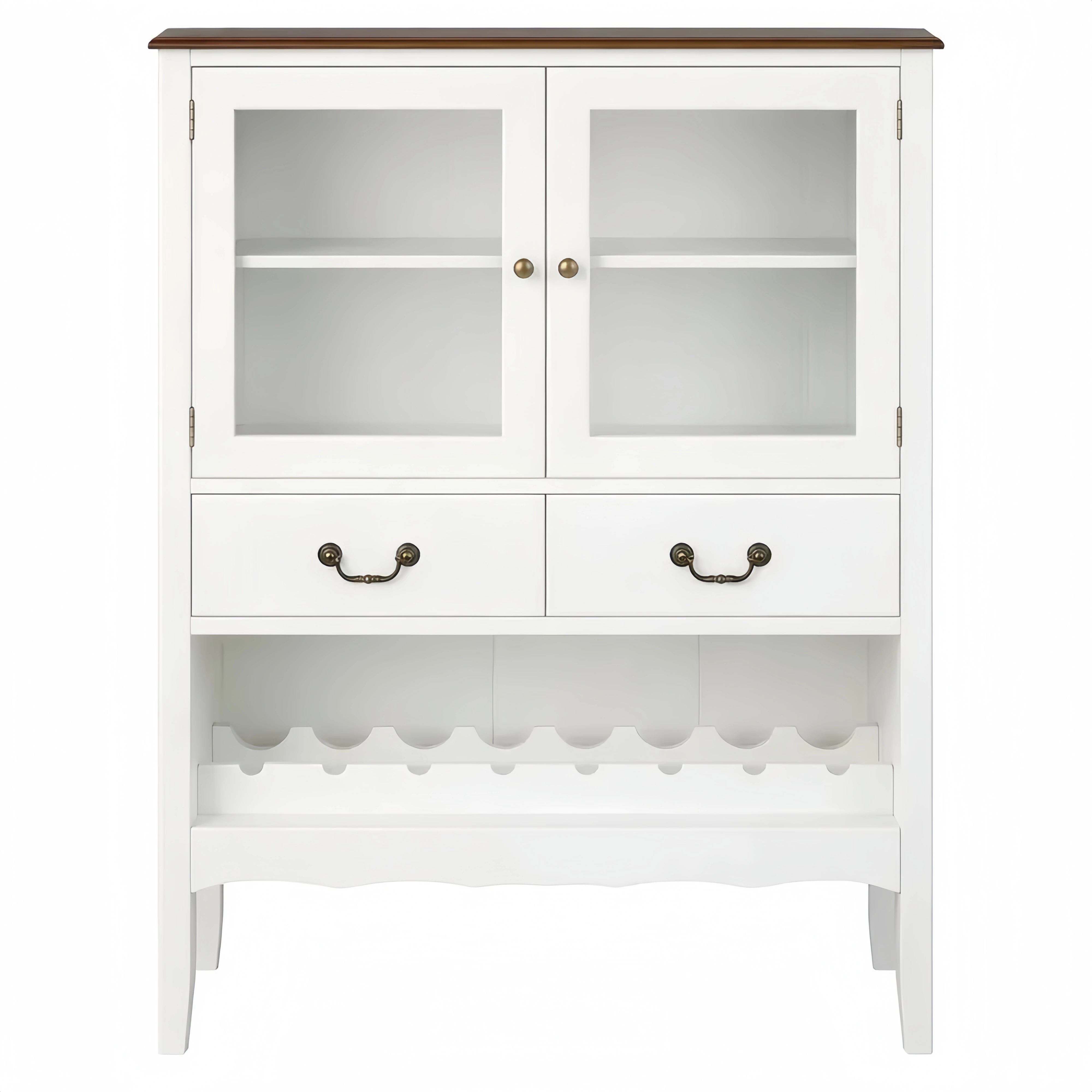 Credenza per Vino con Ripiani e Cassetti, Bianco