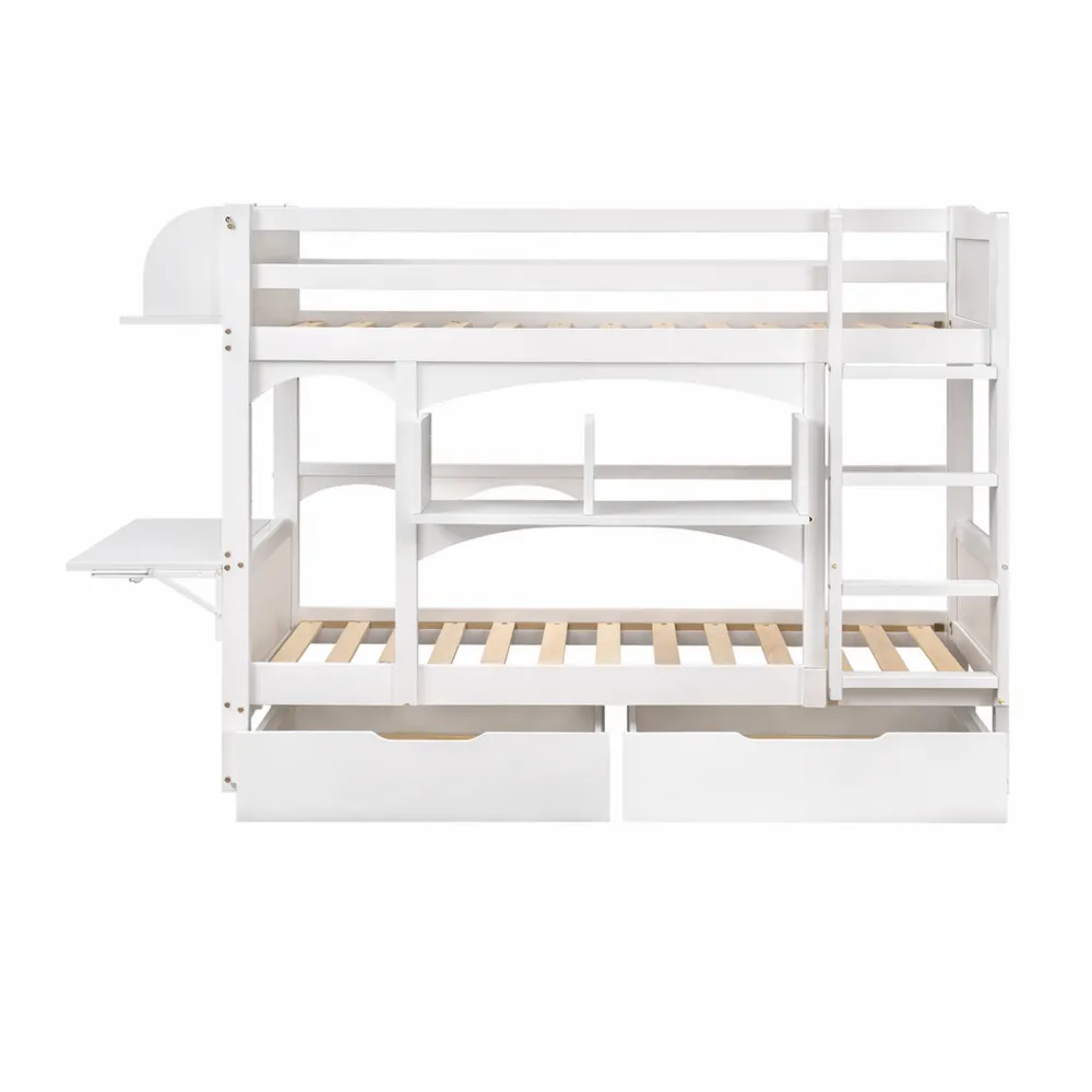 Letto a castello multifunzionale per bambini con scrivania e cassetti