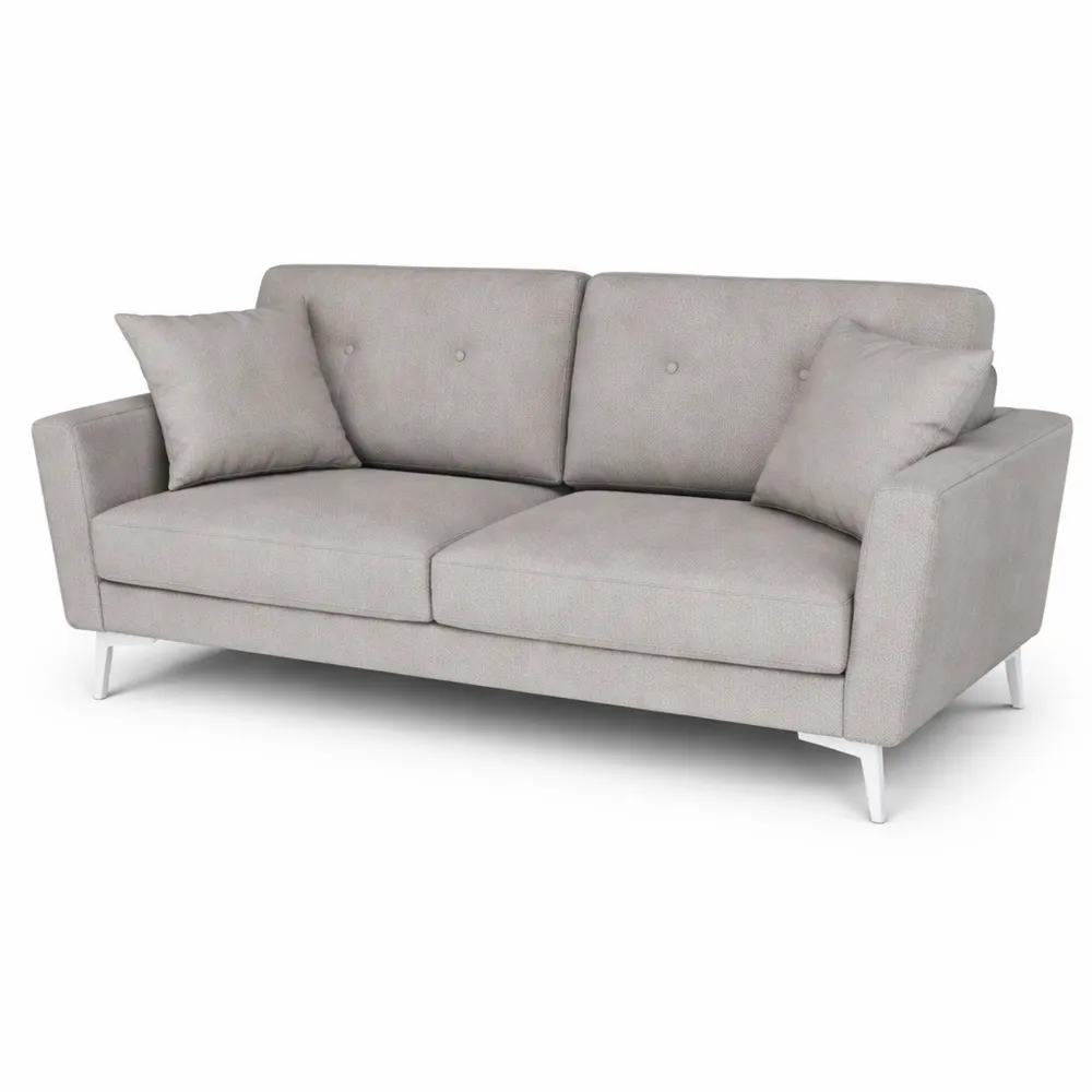 Divano 3 posti in velluto tortora con piedi in metallo